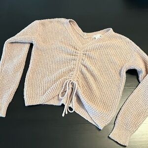 SINCERELY JULES CINCH FRONT V NECK KNIT SWEATER